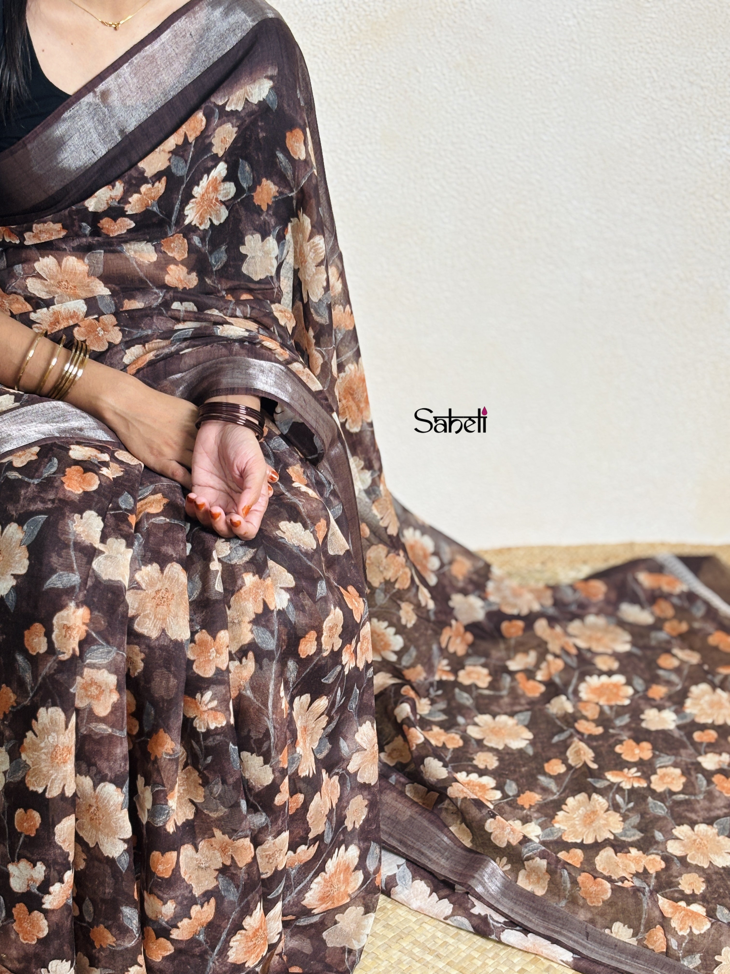 Semi Linen Saree (Code-lSH26)