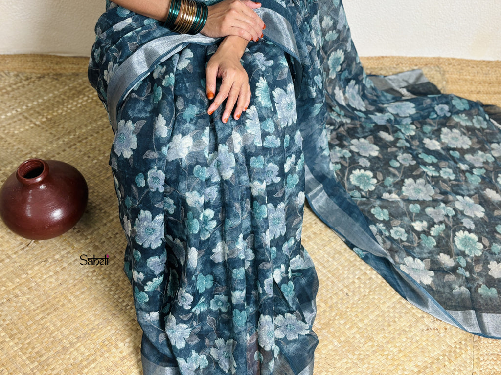 Semi Linen Saree (Code - lSH27)