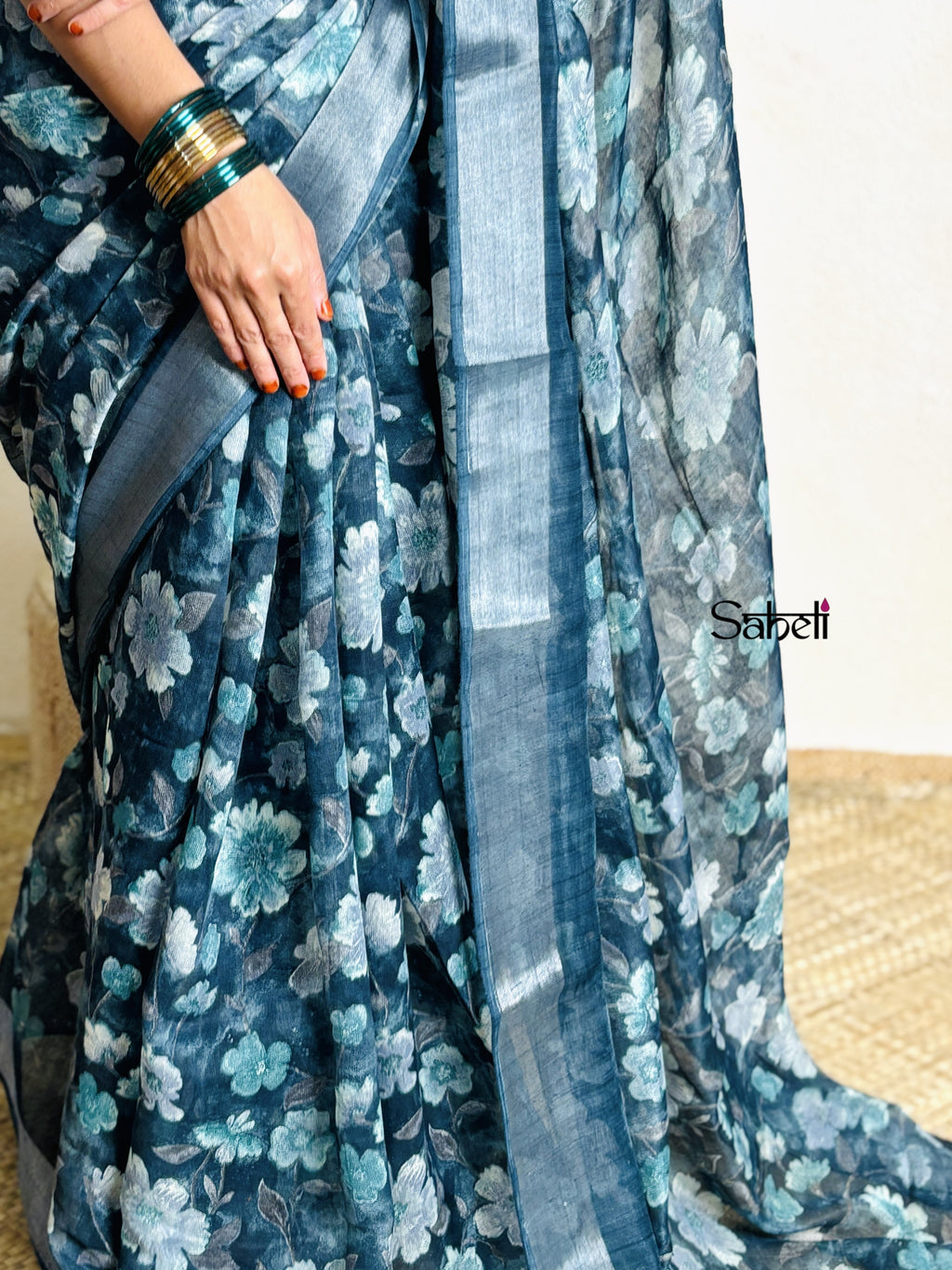 Semi Linen Saree (Code - lSH27)