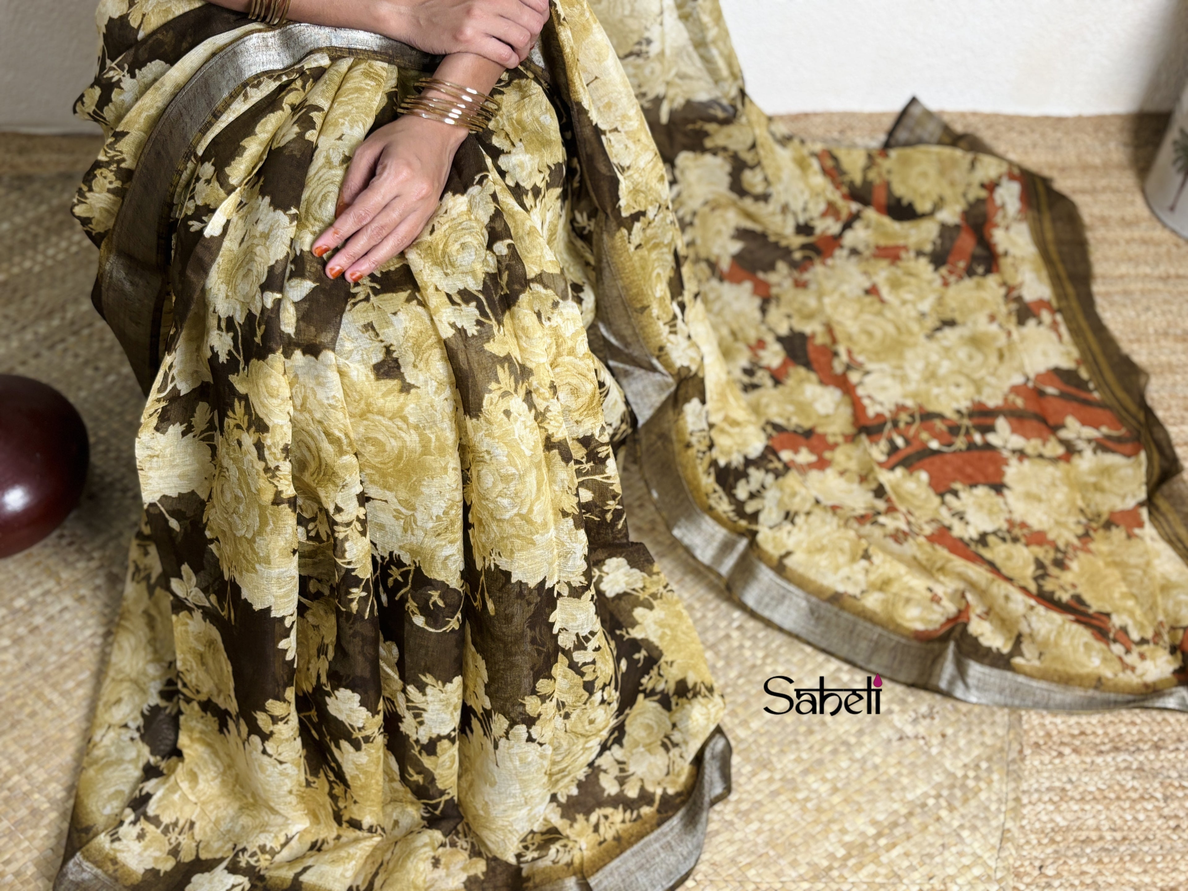 Semi Linen Saree (Code - lSH28)