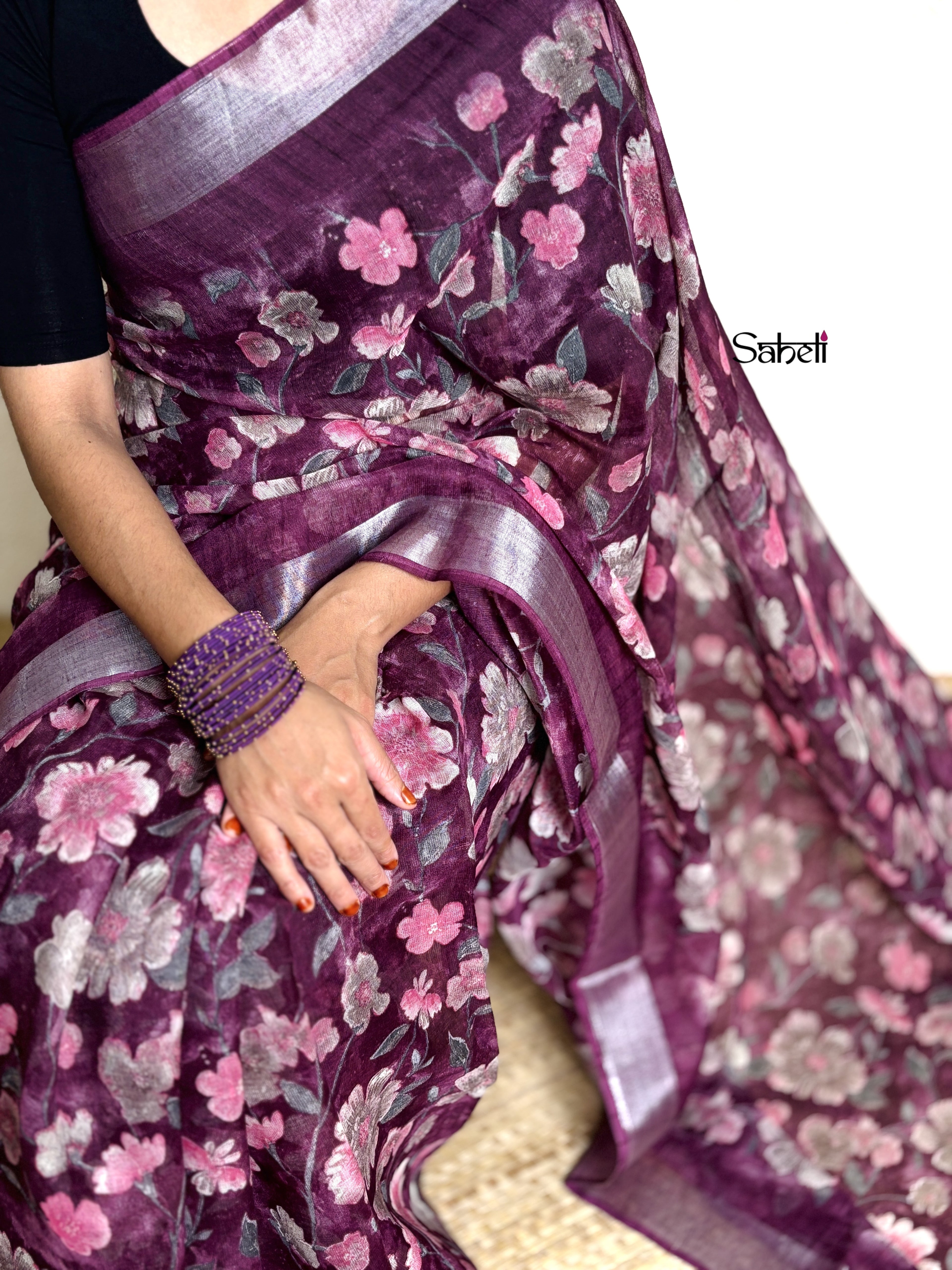 Semi Linen Saree (Code - lSH29)